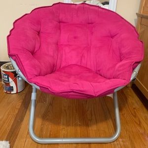 Pink chair.